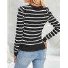 imageZESICA Womens Striped Puff Long Sleeve Tops Fall Crewneck Ribbed Knit Casual Pullover SweatersBlack