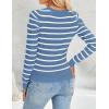 imageZESICA Womens Striped Puff Long Sleeve Tops Fall Crewneck Ribbed Knit Casual Pullover SweatersBlue