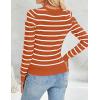 imageZESICA Womens Striped Puff Long Sleeve Tops Fall Crewneck Ribbed Knit Casual Pullover SweatersRust