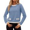 imageZESICA Womens Fall Sweaters 2025 Long Sleeve Crewneck Knit Color Block Lightweight Pullover Tops ClothesSky