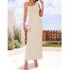 imageZESICA Womens 2025 Summer One Shoulder Sleeveless Maxi Dress Casual Floral Ribbed Knit Backless Cocktail Party Long DressesApricot