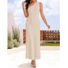 imageZESICA Womens 2025 Summer One Shoulder Sleeveless Maxi Dress Casual Floral Ribbed Knit Backless Cocktail Party Long DressesApricot