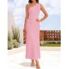 imageZESICA Womens 2025 Summer One Shoulder Sleeveless Maxi Dress Casual Floral Ribbed Knit Backless Cocktail Party Long DressesPink