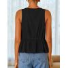 imageZESICA Womens Summer Sleeveless Tank Tops Crewneck Tie Front Loose Flowy Ruffle Peplum Babydoll BlousesBlack