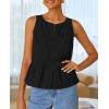 imageZESICA Womens Summer Sleeveless Tank Tops Crewneck Tie Front Loose Flowy Ruffle Peplum Babydoll BlousesBlack