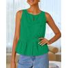 imageZESICA Womens Summer Sleeveless Tank Tops Crewneck Tie Front Loose Flowy Ruffle Peplum Babydoll BlousesGreen