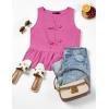 imageZESICA Womens Summer Sleeveless Tank Tops Crewneck Tie Front Loose Flowy Ruffle Peplum Babydoll BlousesHotpink