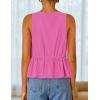 imageZESICA Womens Summer Sleeveless Tank Tops Crewneck Tie Front Loose Flowy Ruffle Peplum Babydoll BlousesHotpink