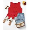 imageZESICA Womens Summer Sleeveless Tank Tops Crewneck Tie Front Loose Flowy Ruffle Peplum Babydoll BlousesRed