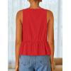 imageZESICA Womens Summer Sleeveless Tank Tops Crewneck Tie Front Loose Flowy Ruffle Peplum Babydoll BlousesRed