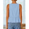 imageZESICA Womens Summer Sleeveless Tank Tops Crewneck Tie Front Loose Flowy Ruffle Peplum Babydoll BlousesSky