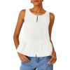 imageZESICA Womens Summer Sleeveless Tank Tops Crewneck Tie Front Loose Flowy Ruffle Peplum Babydoll BlousesWhite