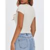 imageZESICA Womens 2025 Summer Short Sleeve Crop Tops Crewneck Graphic Baby Tees Y2K Slim Fit Basic ShirtsBeige