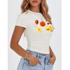 imageZESICA Womens 2025 Summer Short Sleeve Crop Tops Crewneck Graphic Baby Tees Y2K Slim Fit Basic ShirtsBeige