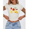 imageZESICA Womens 2025 Summer Short Sleeve Crop Tops Crewneck Graphic Baby Tees Y2K Slim Fit Basic ShirtsBeige