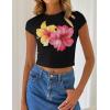 imageZESICA Womens 2025 Summer Short Sleeve Crop Tops Crewneck Graphic Baby Tees Y2K Slim Fit Basic ShirtsBlack