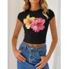 imageZESICA Womens 2025 Summer Short Sleeve Crop Tops Crewneck Graphic Baby Tees Y2K Slim Fit Basic ShirtsBlack