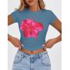 imageZESICA Womens 2025 Summer Short Sleeve Crop Tops Crewneck Graphic Baby Tees Y2K Slim Fit Basic ShirtsBlue
