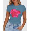 imageZESICA Womens 2025 Summer Short Sleeve Crop Tops Crewneck Graphic Baby Tees Y2K Slim Fit Basic ShirtsBlue