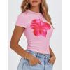 imageZESICA Womens 2025 Summer Short Sleeve Crop Tops Crewneck Graphic Baby Tees Y2K Slim Fit Basic ShirtsPink