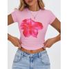 imageZESICA Womens 2025 Summer Short Sleeve Crop Tops Crewneck Graphic Baby Tees Y2K Slim Fit Basic ShirtsPink
