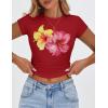 imageZESICA Womens 2025 Summer Short Sleeve Crop Tops Crewneck Graphic Baby Tees Y2K Slim Fit Basic ShirtsRed