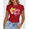 imageZESICA Womens 2025 Summer Short Sleeve Crop Tops Crewneck Graphic Baby Tees Y2K Slim Fit Basic ShirtsRed