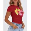 imageZESICA Womens 2025 Summer Short Sleeve Crop Tops Crewneck Graphic Baby Tees Y2K Slim Fit Basic ShirtsRed