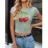 imageZESICA Womens 2025 Summer Short Sleeve Crop Tops Crewneck Graphic Baby Tees Y2K Slim Fit Basic ShirtsSage