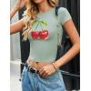 imageZESICA Womens 2025 Summer Short Sleeve Crop Tops Crewneck Graphic Baby Tees Y2K Slim Fit Basic ShirtsSage