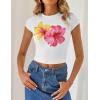 imageZESICA Womens 2025 Summer Short Sleeve Crop Tops Crewneck Graphic Baby Tees Y2K Slim Fit Basic ShirtsWhite