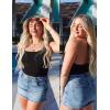imageZESICA Womens Halter Tank Tops 2025 Summer Scoop Neck Backless Shirts Slim Fitted Casual Ruched Sleeveless TopsBlack