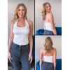 imageZESICA Womens Halter Tank Tops 2025 Summer Scoop Neck Backless Shirts Slim Fitted Casual Ruched Sleeveless TopsWhite