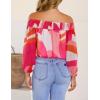 imageZESICA Womens Summer Off Shoulder Tops 2025 Floral Chiffon Long Sleeve Loose Dressy Casual Shirts BlousesPink
