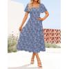 imageZESICA Womens Summer Boho Floral Midi Dresses 2025 Casual Short Sleeve Square Neck Flowy Beach Vacation Long DressDustyblue