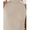 imageZESICA Womens Summer Ribbed High Neck Tank Tops Slim Fit Fashion Casual Basic Knit Sleeveless ShirtsAlmond