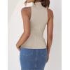 imageZESICA Womens Summer Ribbed High Neck Tank Tops Slim Fit Fashion Casual Basic Knit Sleeveless ShirtsAlmond