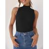 imageZESICA Womens Summer Ribbed High Neck Tank Tops Slim Fit Fashion Casual Basic Knit Sleeveless ShirtsBlack