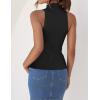 imageZESICA Womens Summer Ribbed High Neck Tank Tops Slim Fit Fashion Casual Basic Knit Sleeveless ShirtsBlack