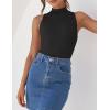 imageZESICA Womens Summer Ribbed High Neck Tank Tops Slim Fit Fashion Casual Basic Knit Sleeveless ShirtsBlack
