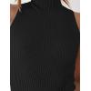 imageZESICA Womens Summer Ribbed High Neck Tank Tops Slim Fit Fashion Casual Basic Knit Sleeveless ShirtsBlack