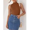 imageZESICA Womens Summer Ribbed High Neck Tank Tops Slim Fit Fashion Casual Basic Knit Sleeveless ShirtsCaramel