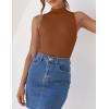 imageZESICA Womens Summer Ribbed High Neck Tank Tops Slim Fit Fashion Casual Basic Knit Sleeveless ShirtsCaramel
