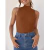 imageZESICA Womens Summer Ribbed High Neck Tank Tops Slim Fit Fashion Casual Basic Knit Sleeveless ShirtsCaramel