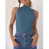 imageZESICA Womens Summer Ribbed High Neck Tank Tops Slim Fit Fashion Casual Basic Knit Sleeveless ShirtsDustyblue