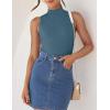 imageZESICA Womens Summer Ribbed High Neck Tank Tops Slim Fit Fashion Casual Basic Knit Sleeveless ShirtsDustyblue