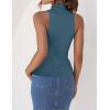 imageZESICA Womens Summer Ribbed High Neck Tank Tops Slim Fit Fashion Casual Basic Knit Sleeveless ShirtsDustyblue