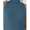 imageZESICA Womens Summer Ribbed High Neck Tank Tops Slim Fit Fashion Casual Basic Knit Sleeveless ShirtsDustyblue