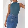 imageZESICA Womens Summer Ribbed High Neck Tank Tops Slim Fit Fashion Casual Basic Knit Sleeveless ShirtsDustyblue