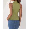 imageZESICA Womens Summer Ribbed High Neck Tank Tops Slim Fit Fashion Casual Basic Knit Sleeveless ShirtsGreen